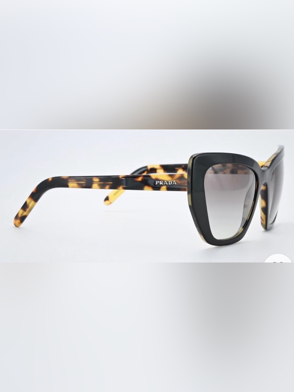 PRADA Sunglasses SPR 08V NAI-0A7 Cat Eye Black Tortoise Luxury Full Set S